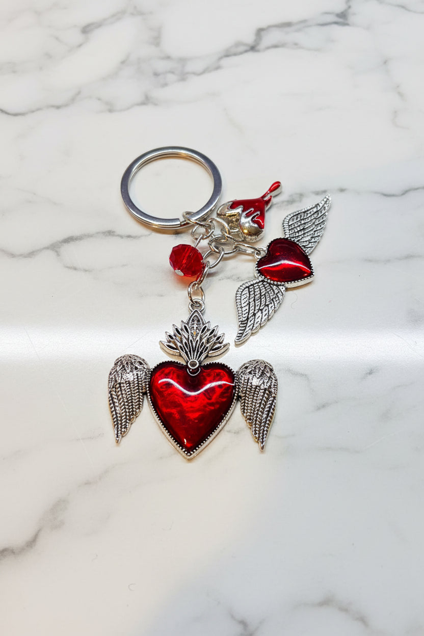 Card Holder - Faux Leather - Goth and Whimsigoth Inspired - Attached Keychain