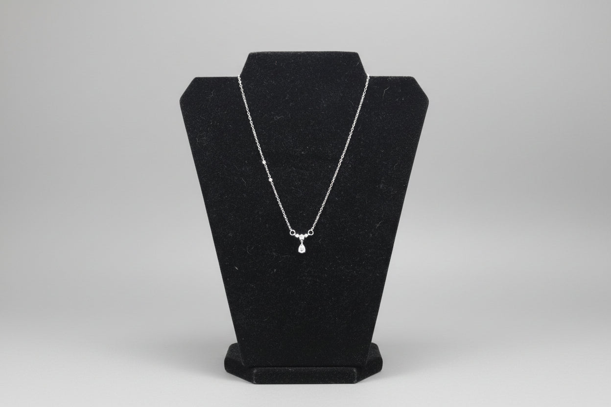 Necklace - Teardrop Cubic Zirconia Pendant