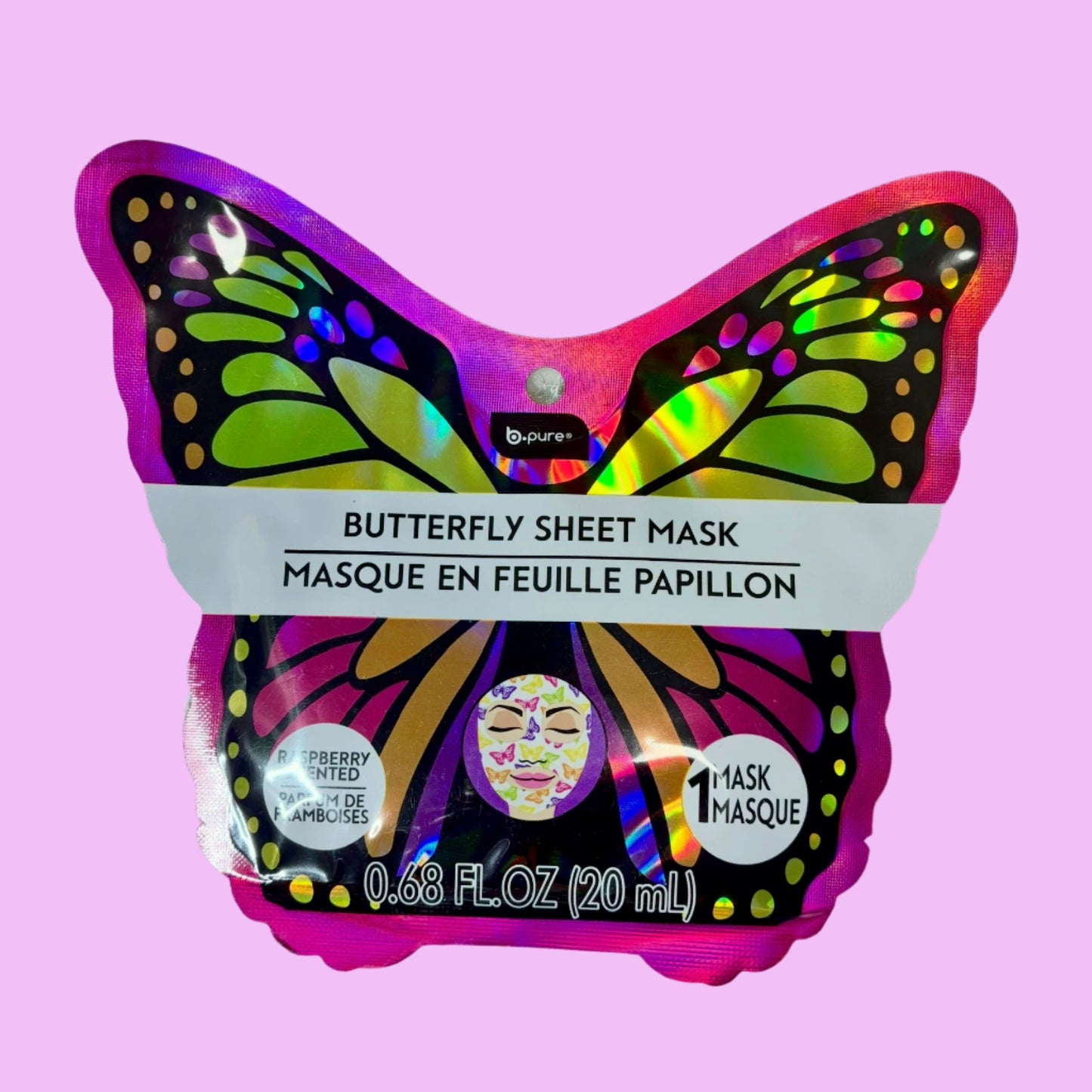 Beauty Mask - Butterfly Sheet - Raspberry Scented