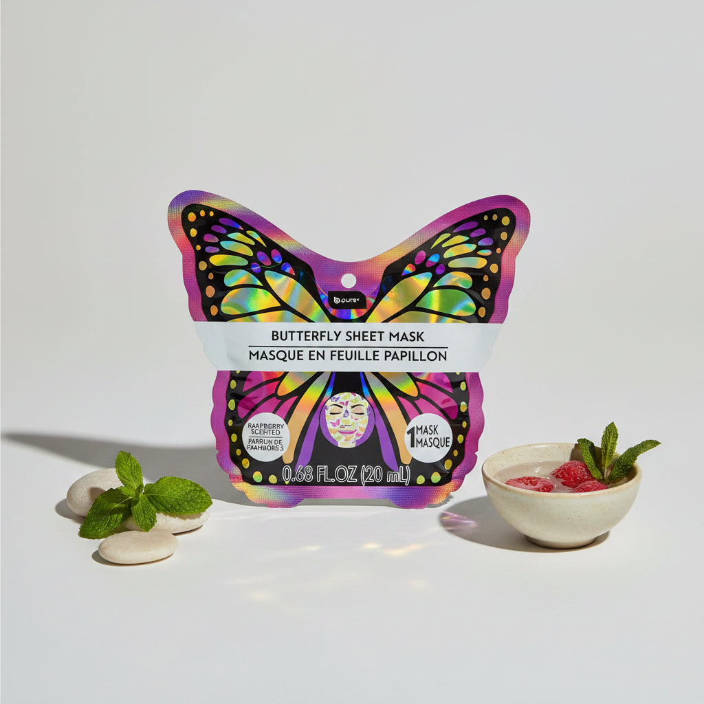 Facial Mask - Butterfly Sheet - Raspberry Scented