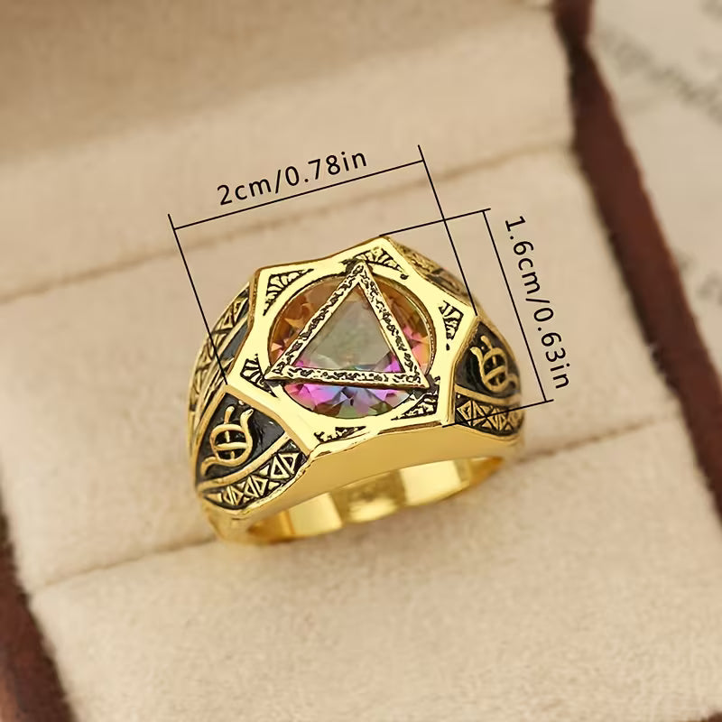 Ring - Hexagram Adorn with Zircon Mosaic Details - Size 10 - # 1060