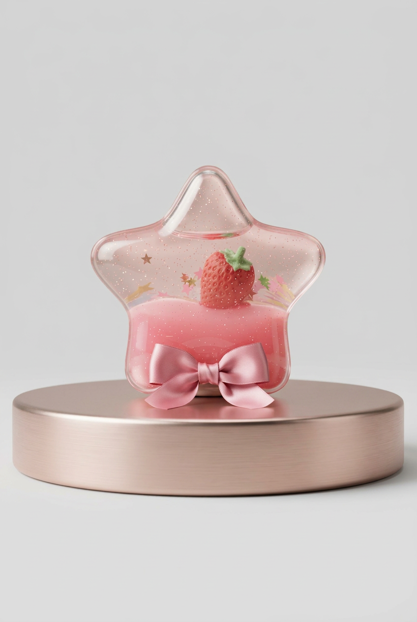 Toy - Clear - Acrylic Shaker Star - Filled with - Pink Glitter - Lava Oil