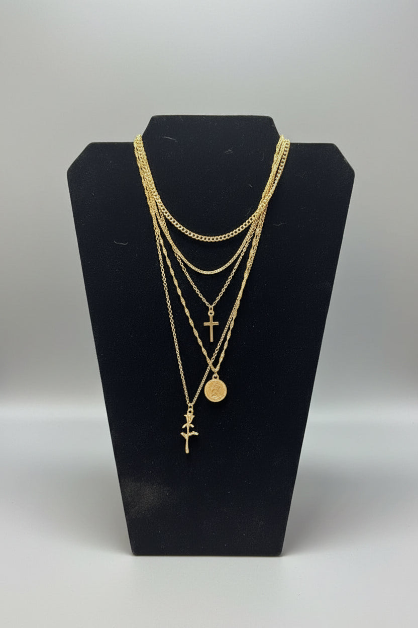 Necklace - Multiple Layer - Gold Tone