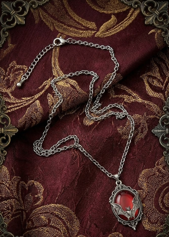 Necklace - Blood Red Bat - Pendant - 22 inches