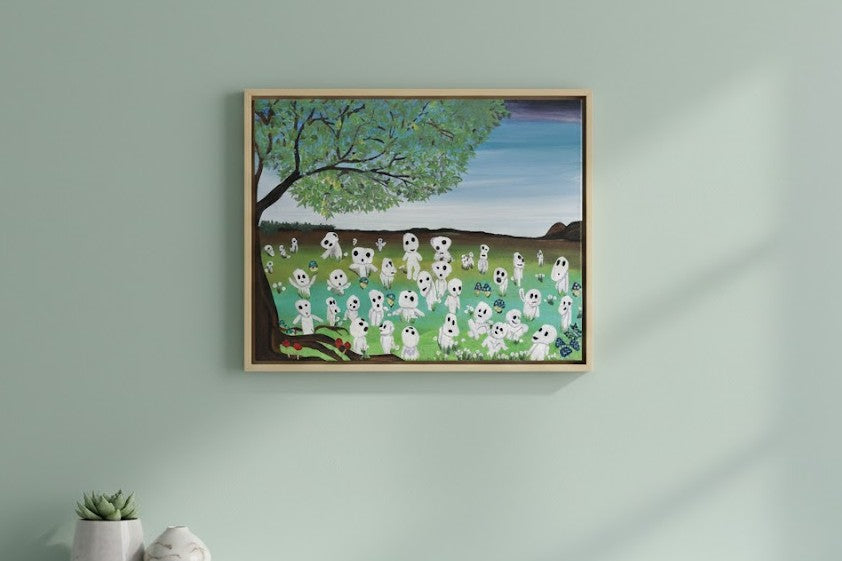 Original Kodama Tree Spirits Acrylic Painting - Princess Mononoke Fan Art - 20"x16"