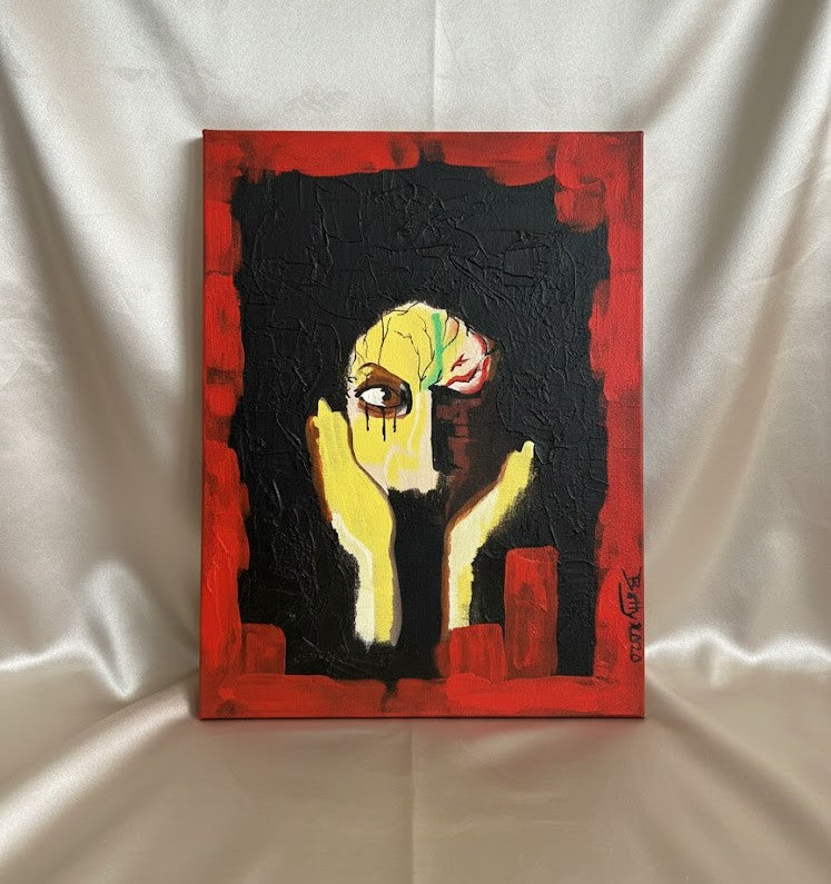 Original Self Portrait - "The Weight of the Wait" - Brain Surgery & Pain Art - 11"x14"