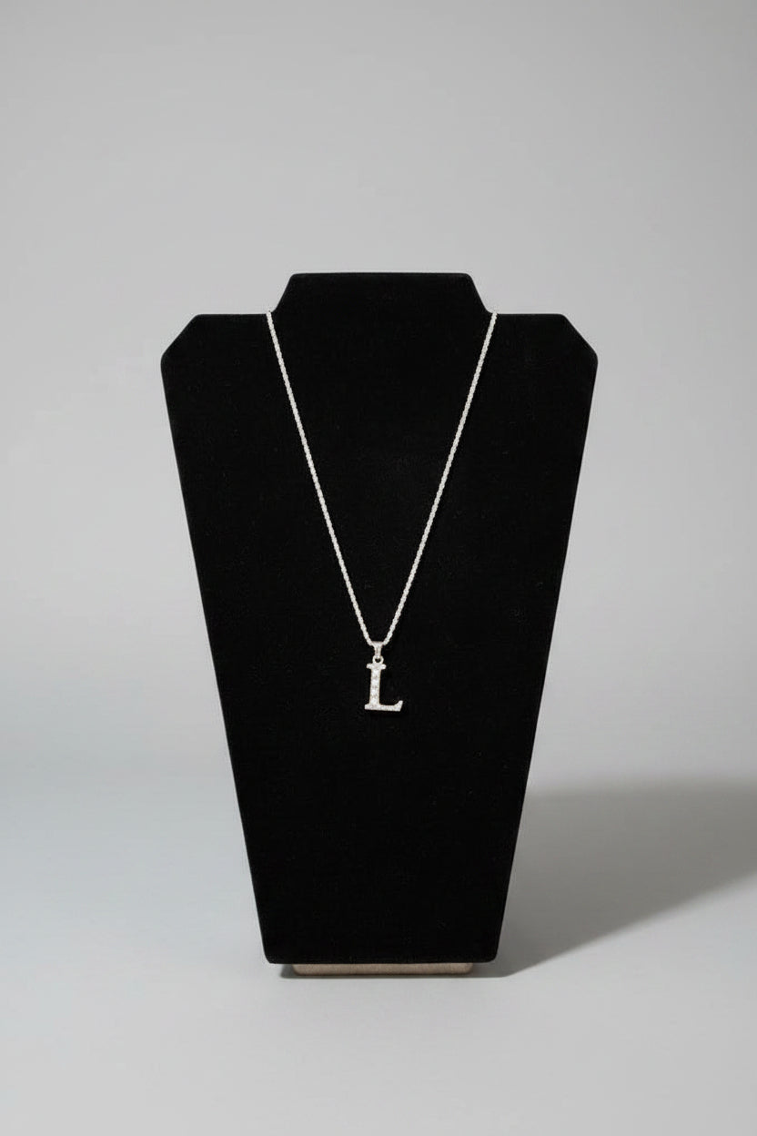 Necklace - Sterling Silver - Letter "L" Pendant - 16"