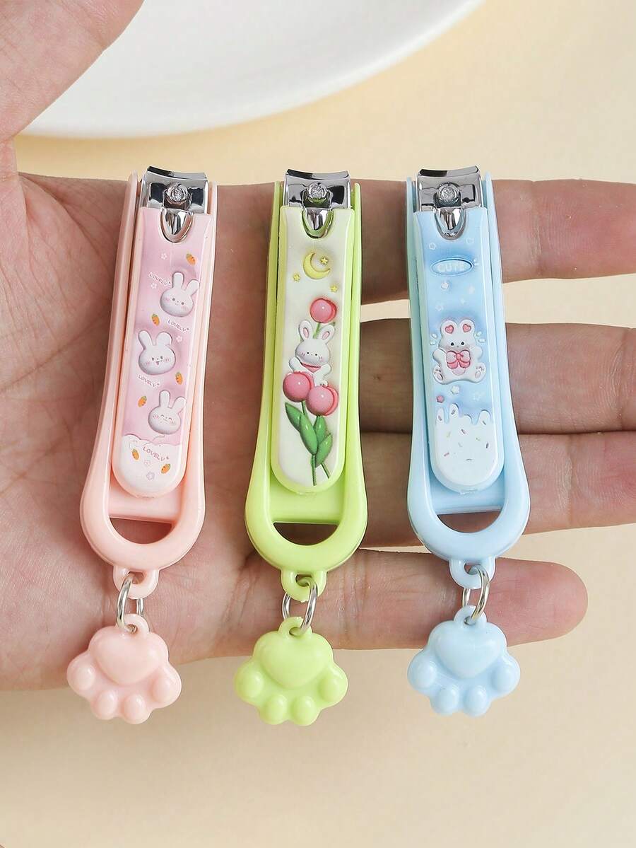 Nail Clippers - Kawaii Style - Bunny with Flowers - Macron Green