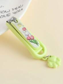 Nail Clippers - Kawaii Style - Bunny with Flowers - Macron Green