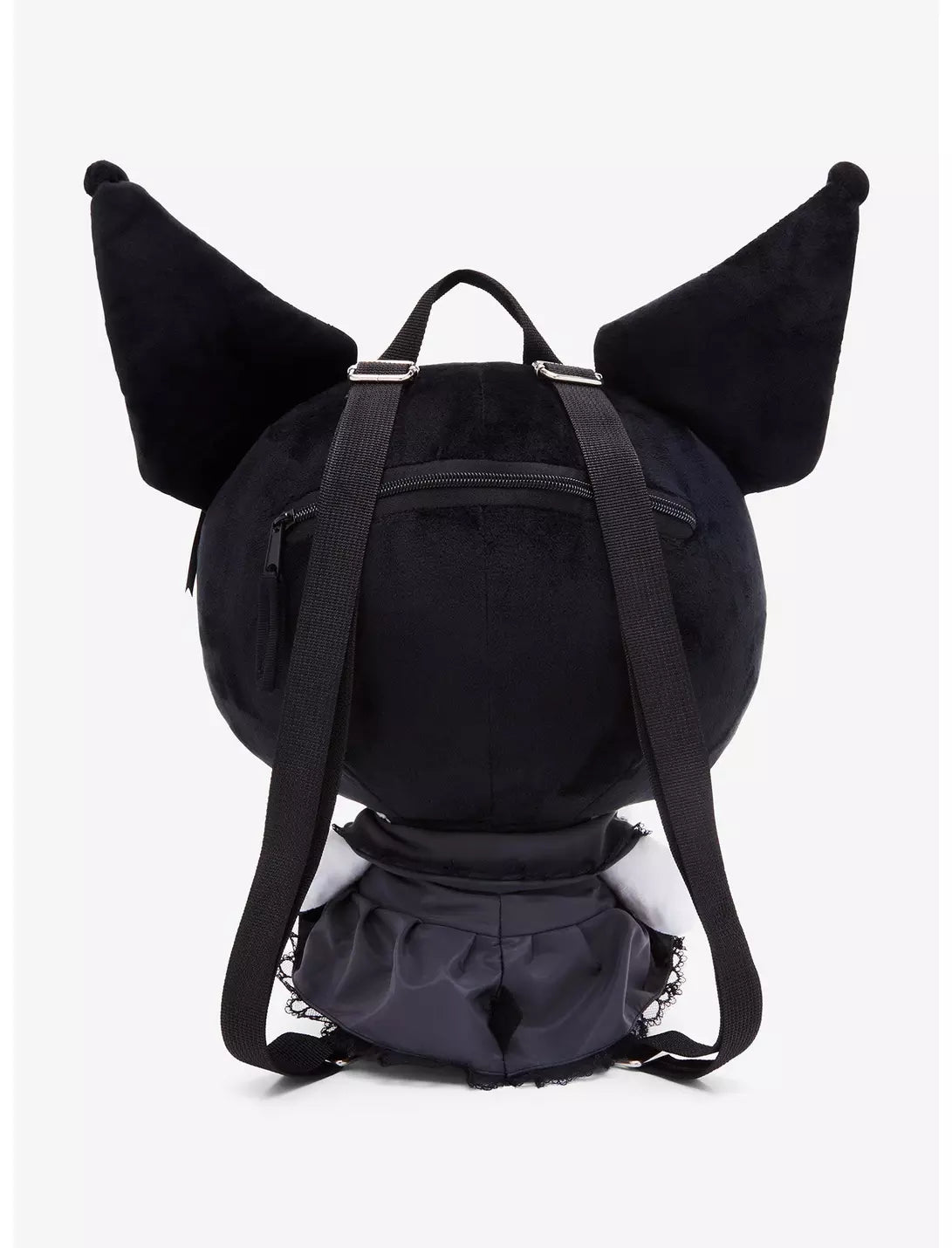 Plush Backpack - Sanrio - Kuromi -  in a Lolita-inspired Satin Black Dress - 12"x19"