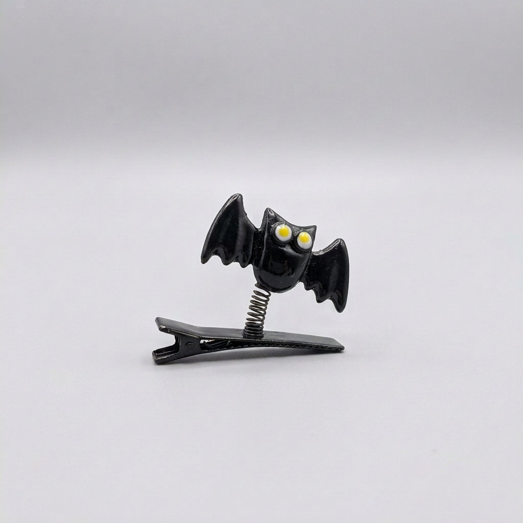 Hair Clips - Halloween - Handmade - Spring Action - Bats - Available in Classic Black or Ghostly White