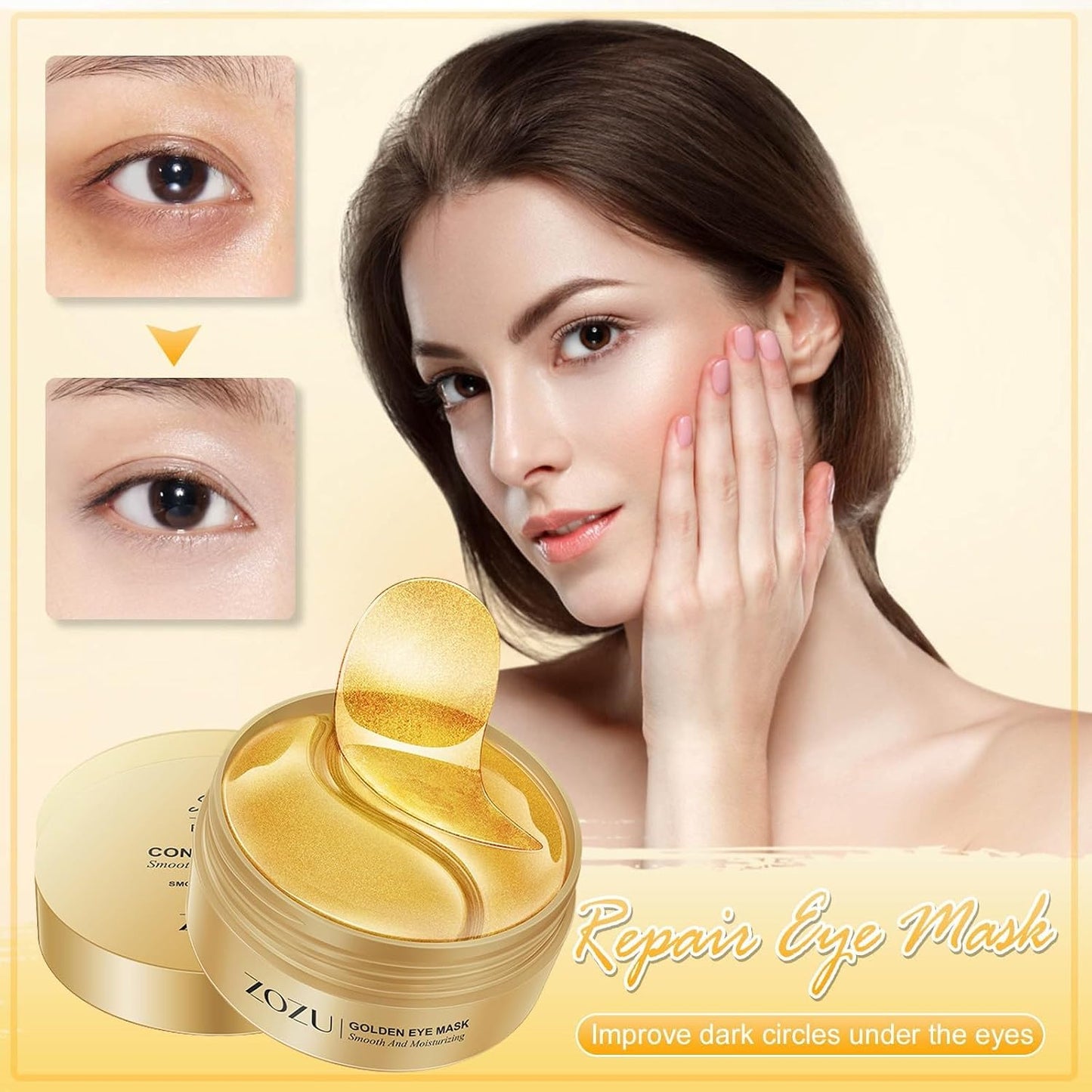 Golden Eye Mask - ZOZU - Contains 24K Gold