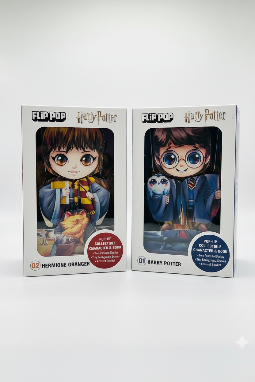 FLIP POP - Harry Potter and Hermione Granger - Pop Up Collectible Character and Book