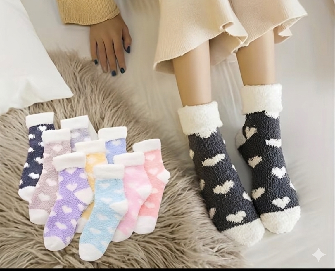 Socks - Super Soft Ankle High with Heart Pattern