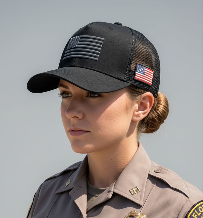 Baseball Cap - American Flag Mesh - Adjustable