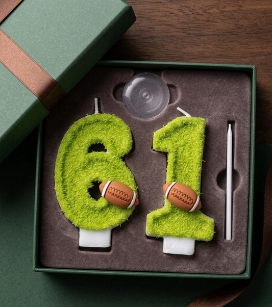 Number Candles - "1" and "6" with Grass and Football