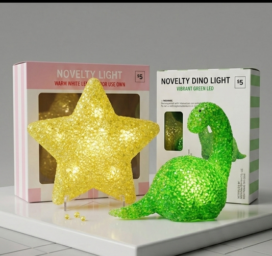 Novelty LED Night Lights - Yellow Star or Green Dino