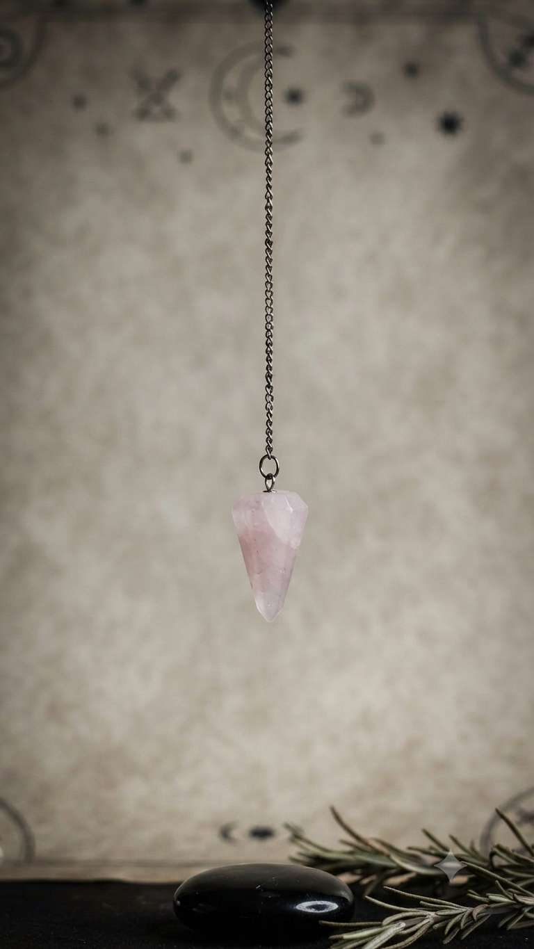 Pendulum - Rose Quartz Crystal - Hexagon Pointed Cone