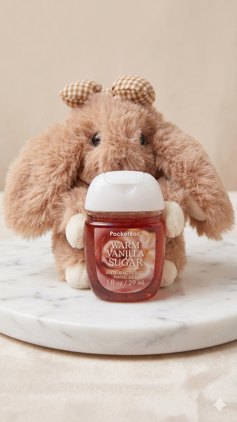 Bunny Bag Clip Set - with Warm Vanilla Sugar Mini Hand Sanitizer