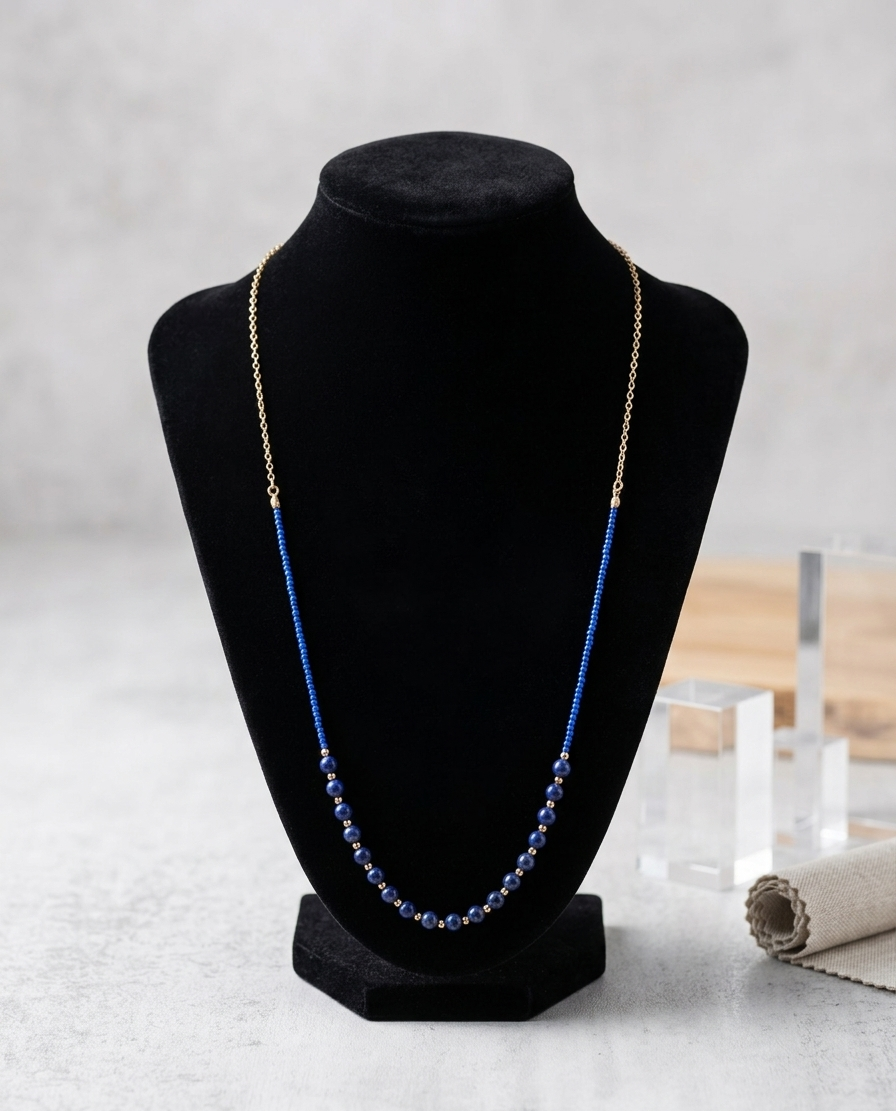 Vintage Christian Dior - Stamped "1946" Blue Beaded 30" Necklace