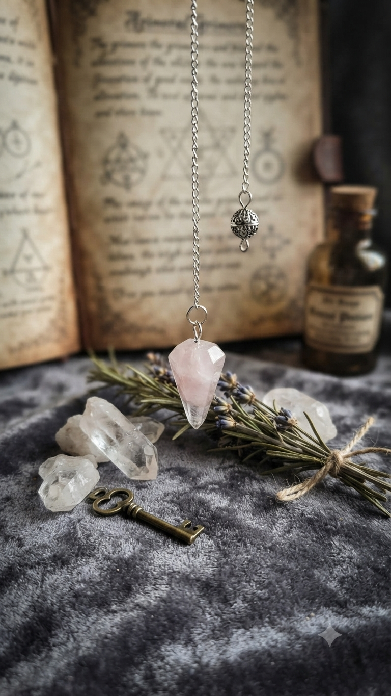 Pendulum - Rose Quartz Crystal - Hexagon Pointed Cone