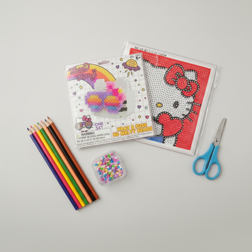 Hello Kitty - Mini Diamond Paint Kit and Heat & Fuse 3D Melty Beads Kit - Set of Two