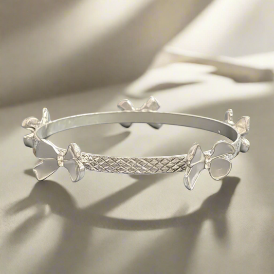 Bow Bangle -  Silver Toned Bracelet