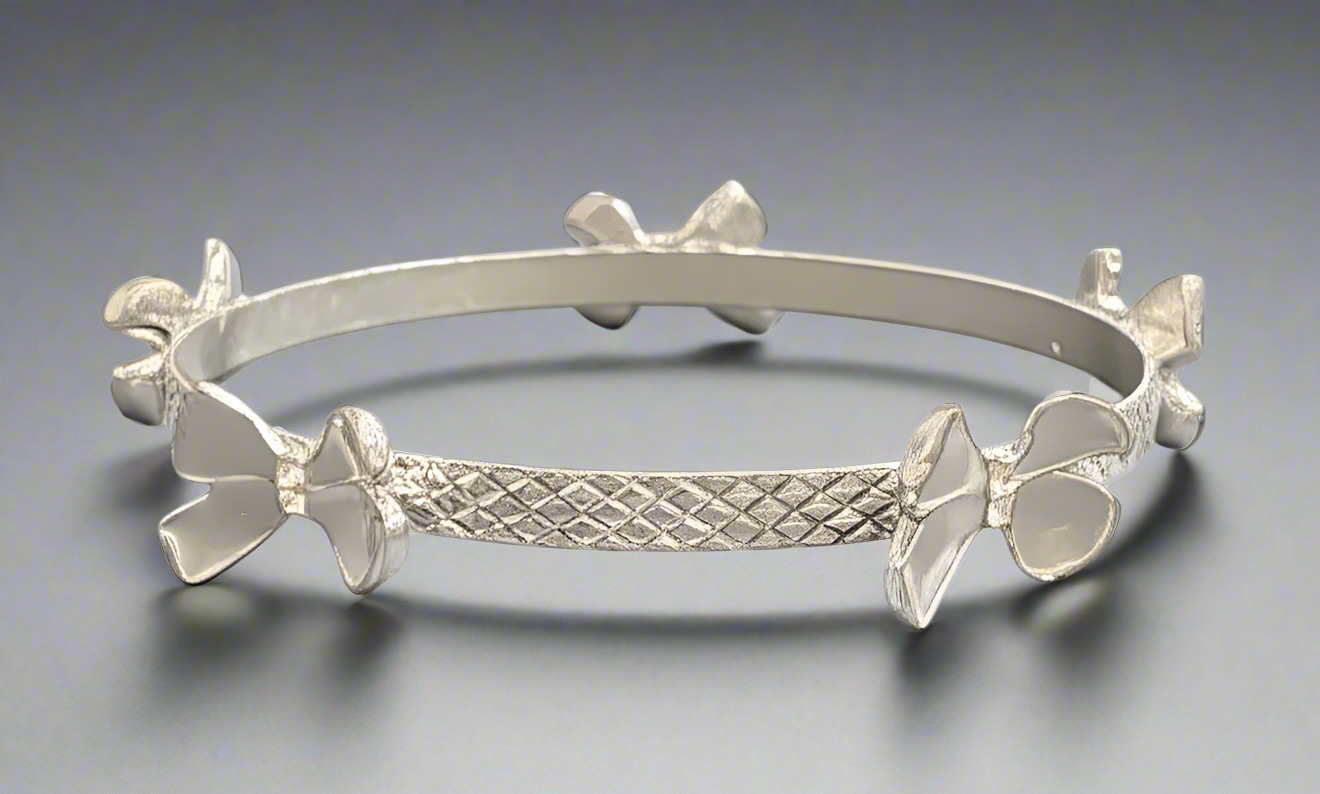 Bow Bangle -  Silver Toned Bracelet