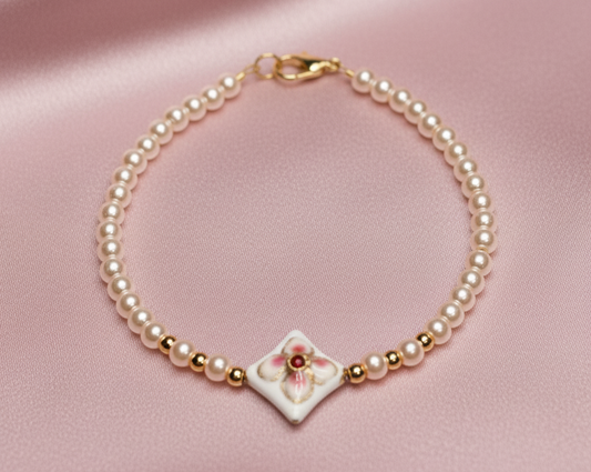 Handmade - Porcelain Bloom Bracelet - 7"