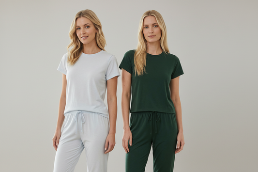 RE Real Essentials - 2 Pack Ladies Short Sleeve Crew & Capri Sleep Set