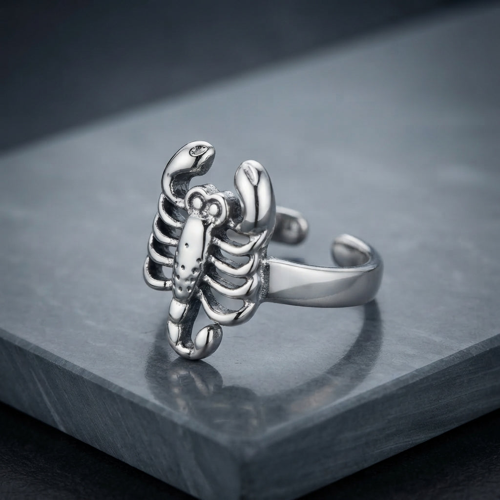 Ring - Scorpion - Open End - Silver Tone - Size US 9