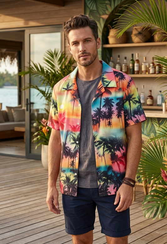 Men's Short Sleeve Tropical Shirt - 2X