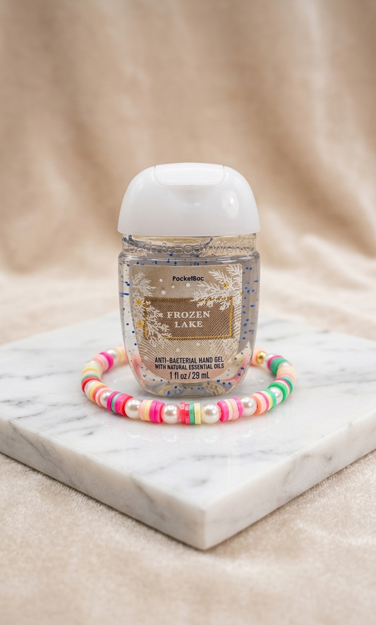 Hand Sanitizer - Frozen Lake - with a Compatible Handmade Beaded Bracelet