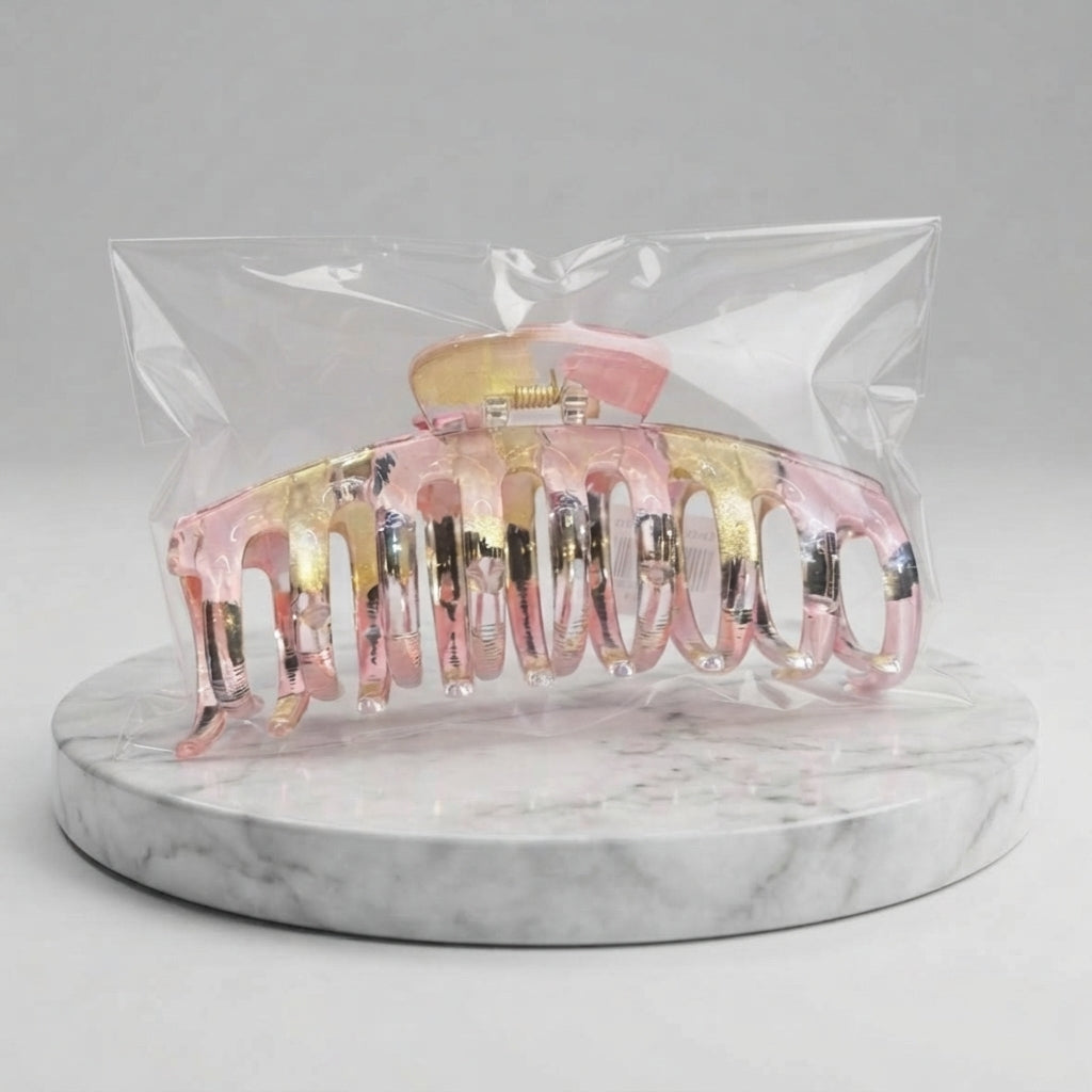 Hair Claws - Pink Matte or Gold-Flaked Glossy Resin - Hair Clip