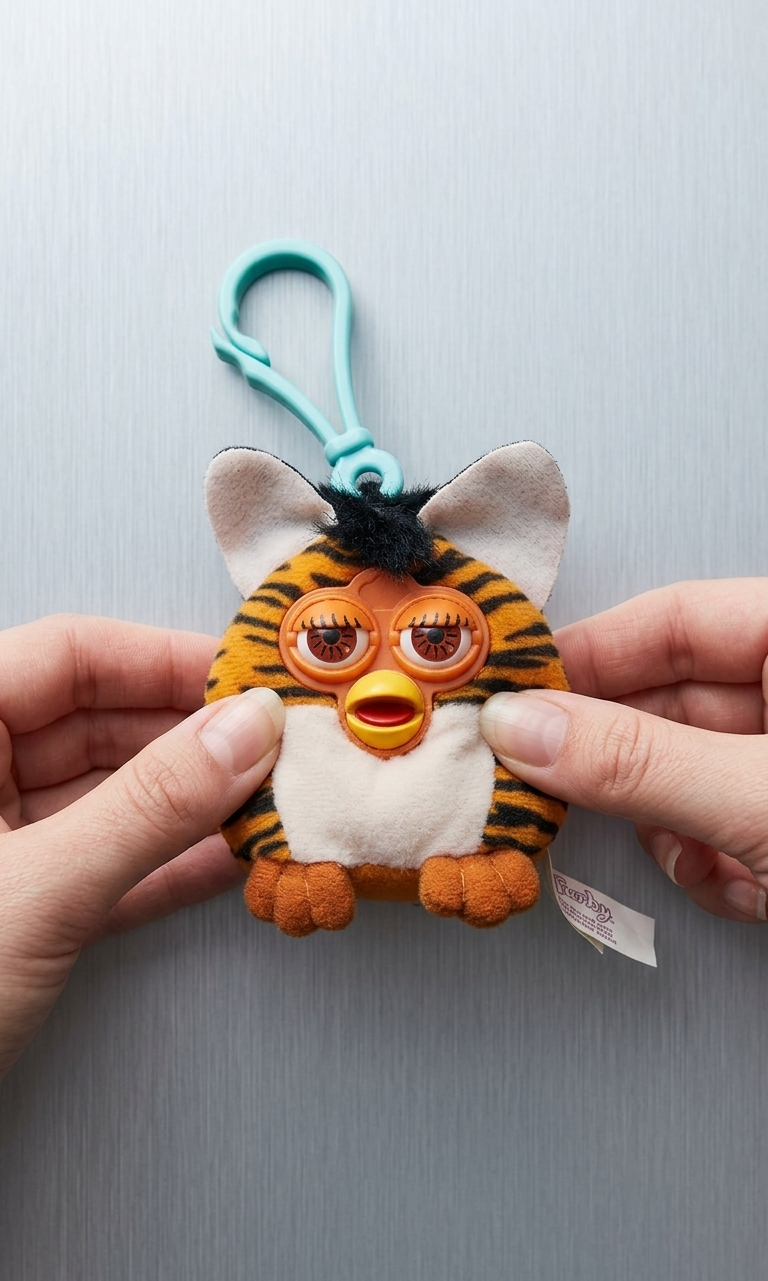 Keychain - Vintage - 2000 McDonald's Furby Tiger - Happy Meal Plush
