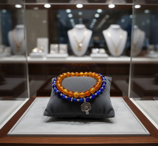 Handmade - Florida Game Day - Double Strand Bracelet with Hoop Charm - 8"