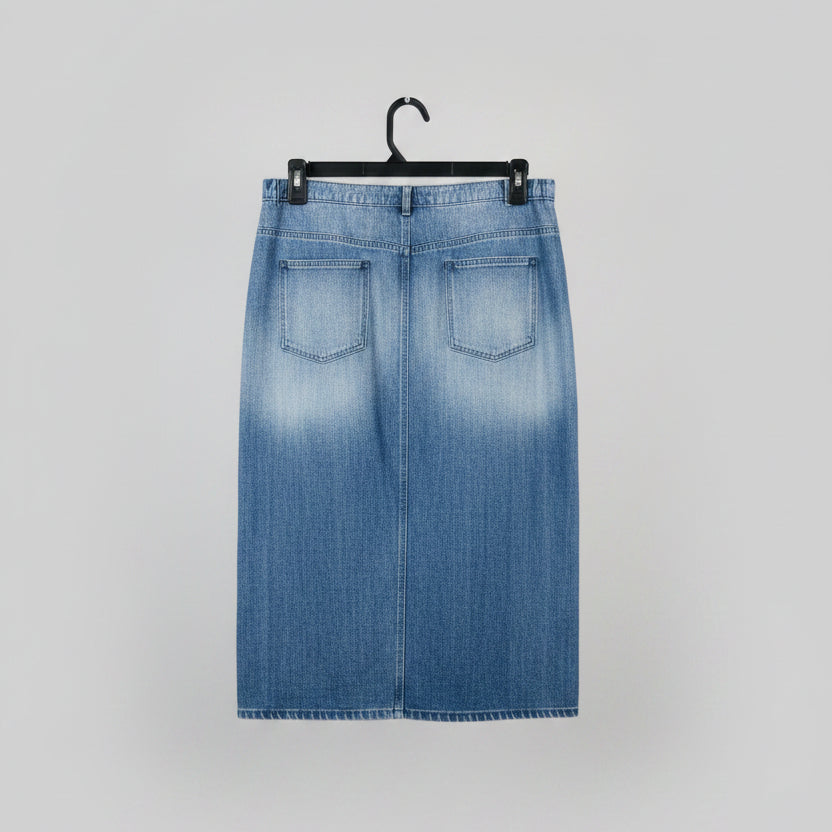 Skirt - Previously Owned - Long - Faux Denim - Blue - Size 2X