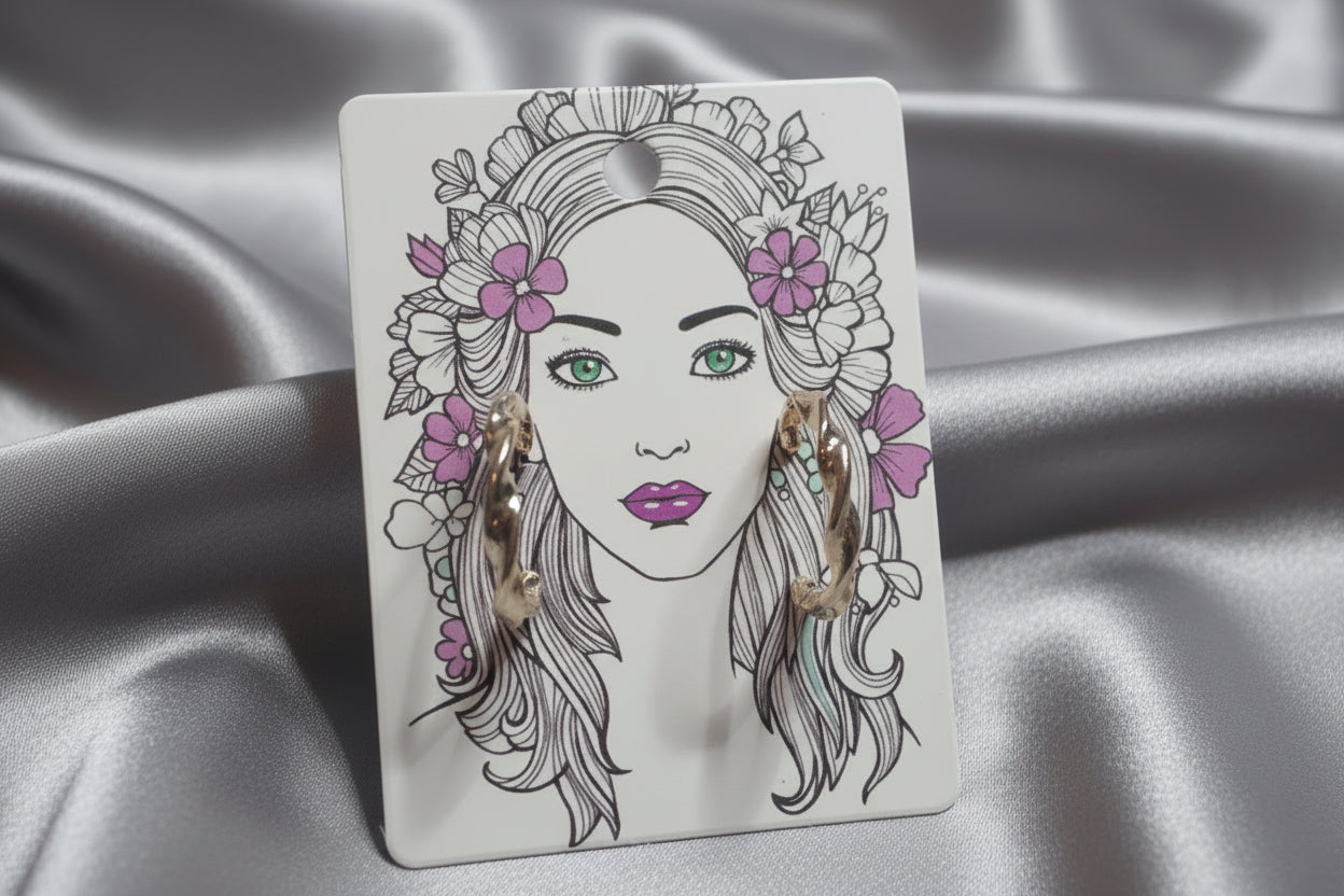 Earrings - Gold Tone Twisted Hoops