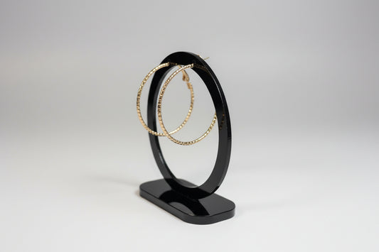 Earrings - Gold Tone Textured Hoops