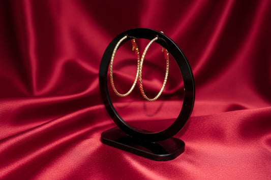 Earrings - Gold Tone Textured Hoops