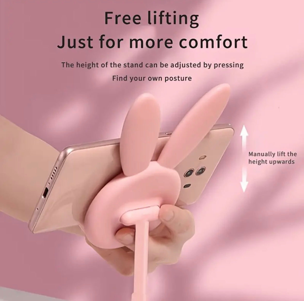 Phone Holder - Adjustable Pink Bunny - Phone Stand