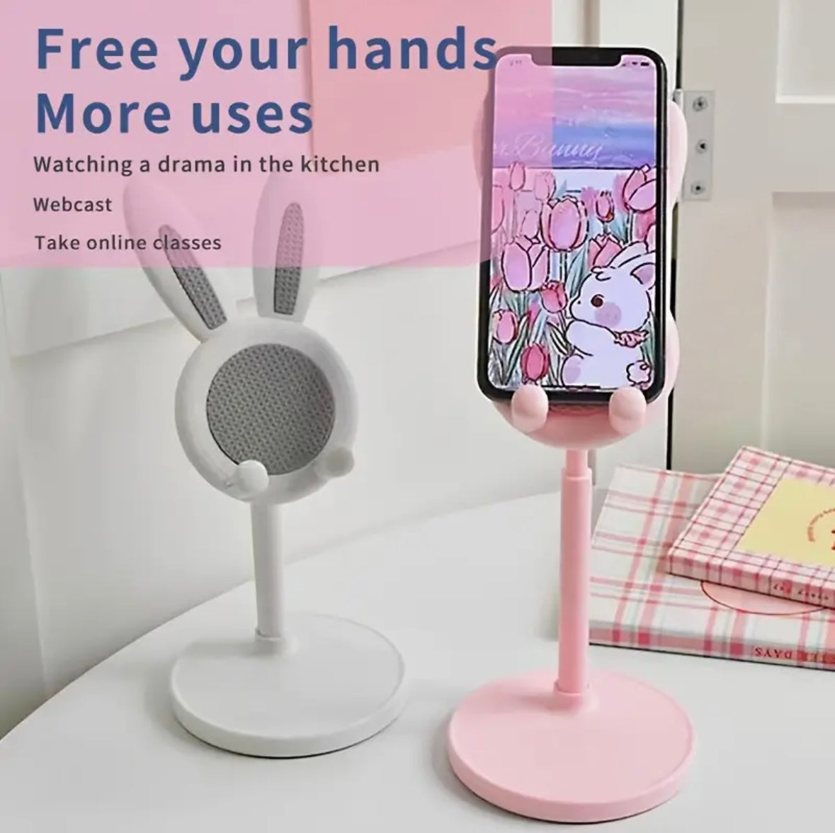 Phone Holder - Adjustable Pink Bunny - Phone Stand