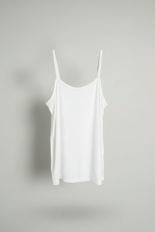 Camisole - White - Silky Polyester - V-Neck