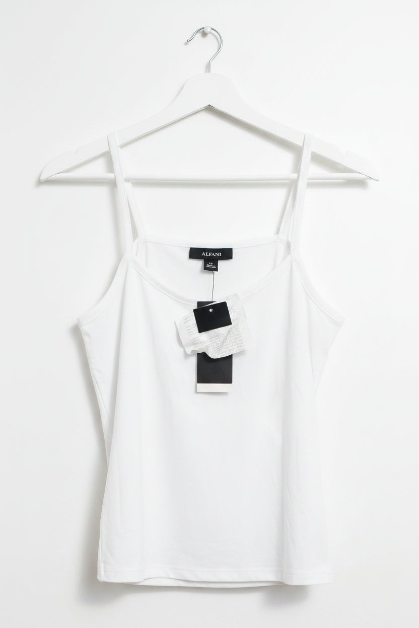 Camisole - White - Silky Polyester - V-Neck