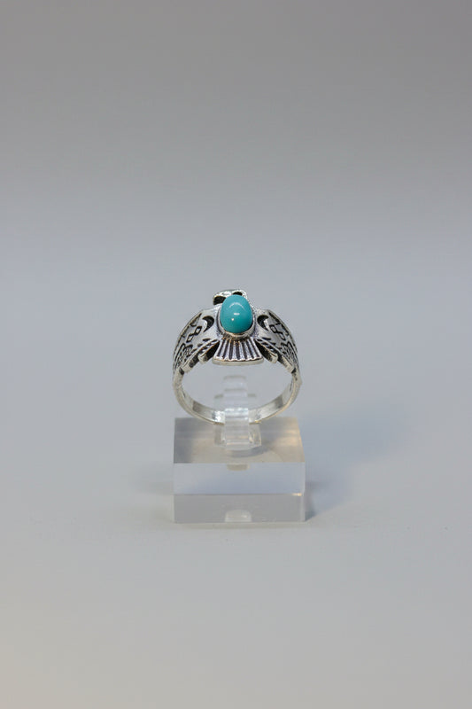 Ring - Vintage - Inspired Eagle Statement Ring with Turquoise Colored Accent – Size 6