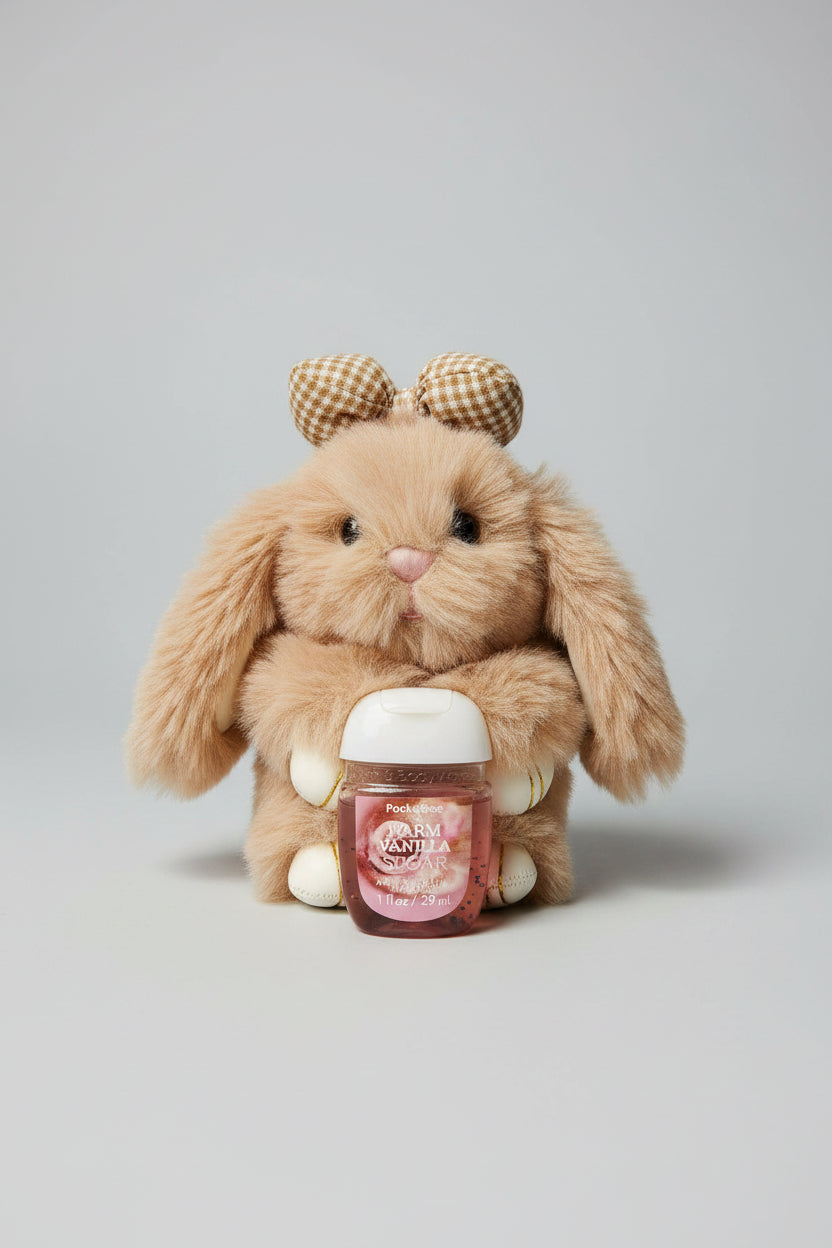 Bunny Bag Clip Set - with Warm Vanilla Sugar Mini Hand Sanitizer