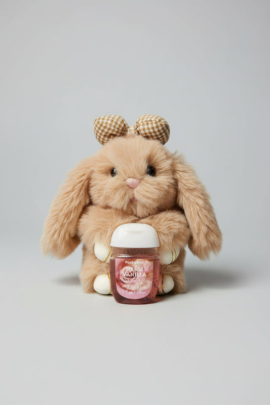 Bunny Bag Clip Set - with Warm Vanilla Sugar Mini Hand Sanitizer