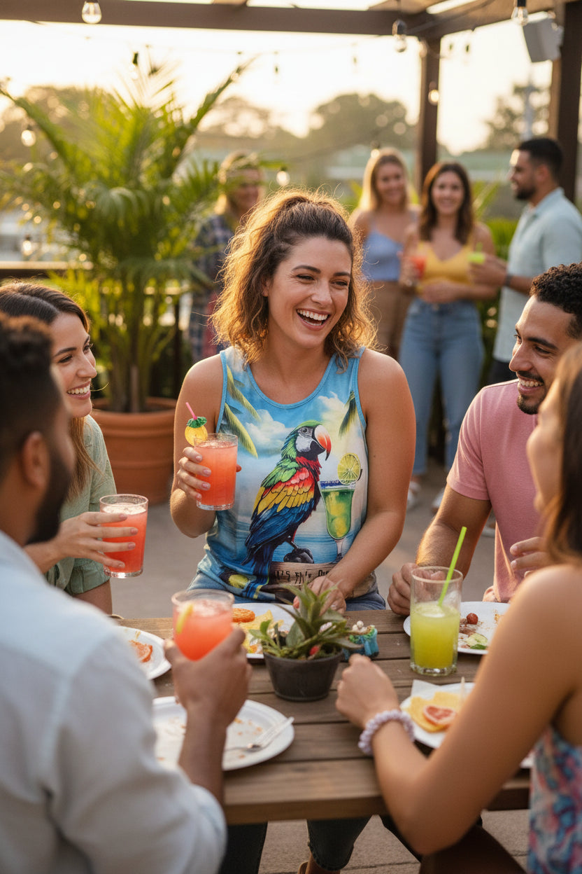 Tank Top - It's 5 O'Clock Somewhere - Parrot - Tropical - Size 2X - BONUS: Bracelet Included