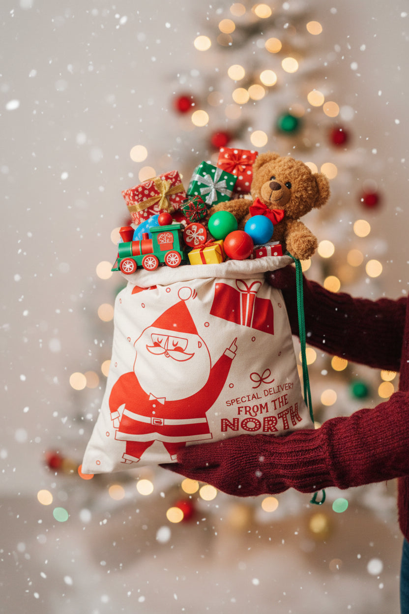 Draw String Bag - Special Delivery from the North Pole - Canvas
