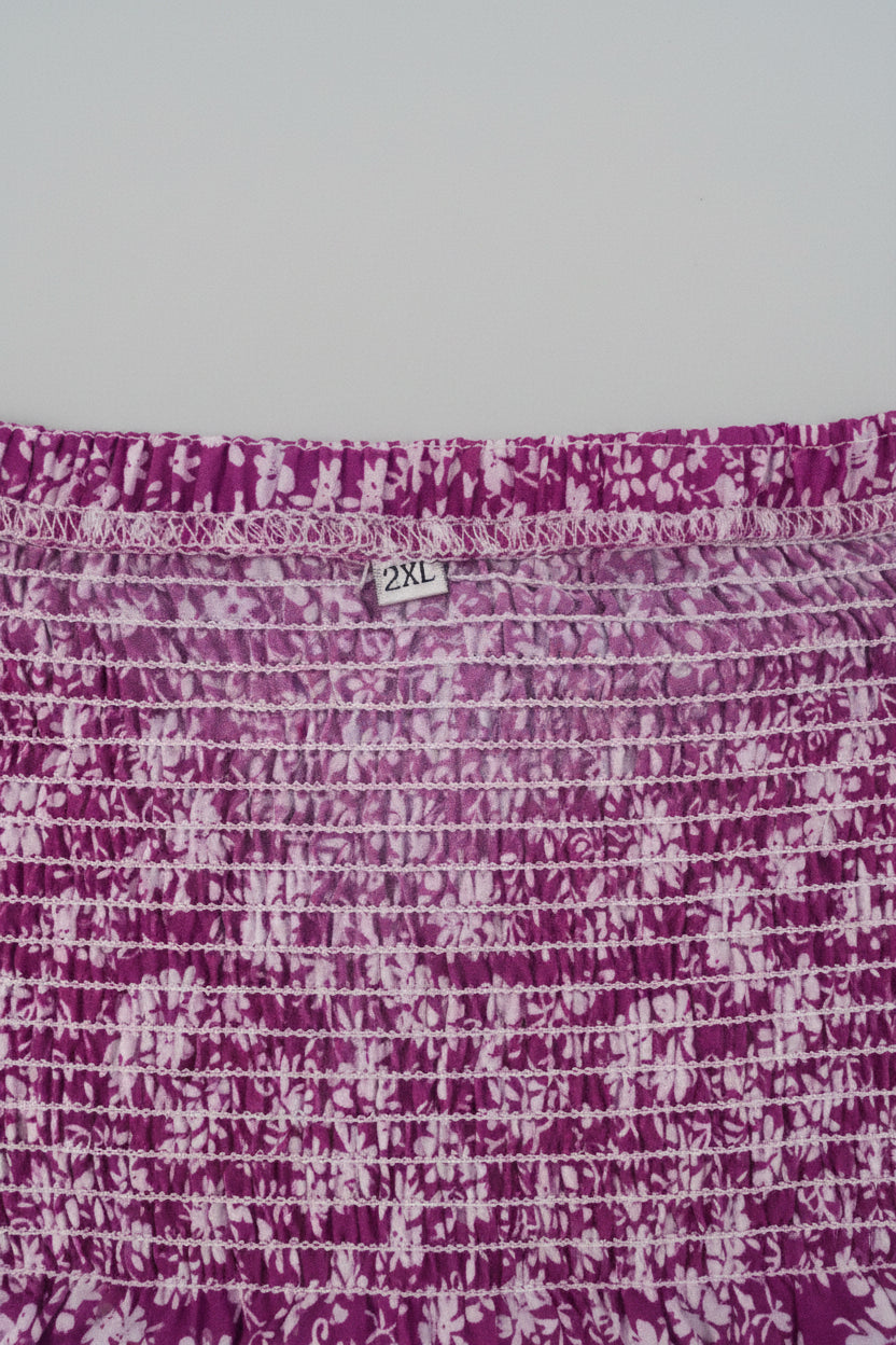 Skirt - Purple with White Floral - Peasant - Hidden Cutaway Pockets - Size 2X
